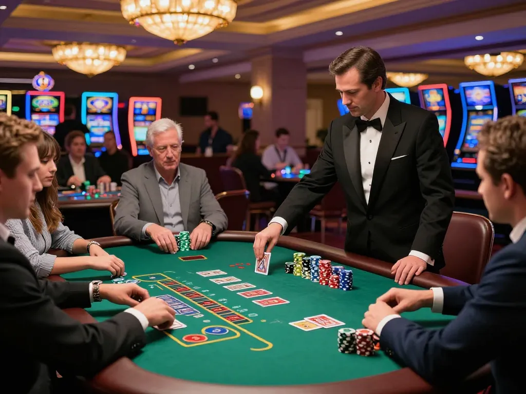 Players engage in an intense blackjack game at tr88's luxurious casino.