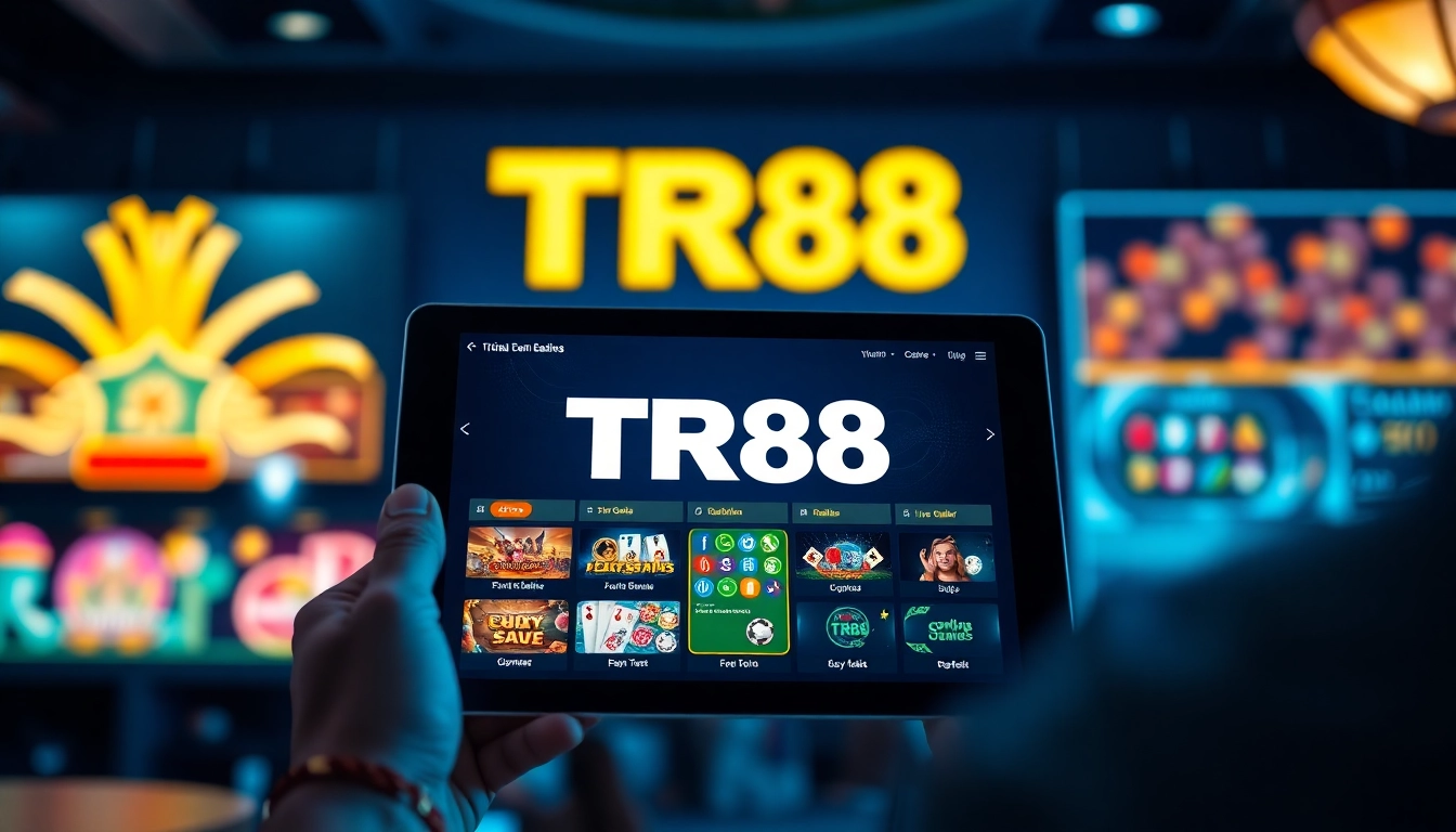 Engaging TR88 online gaming platform with vibrant game icons and user interaction.