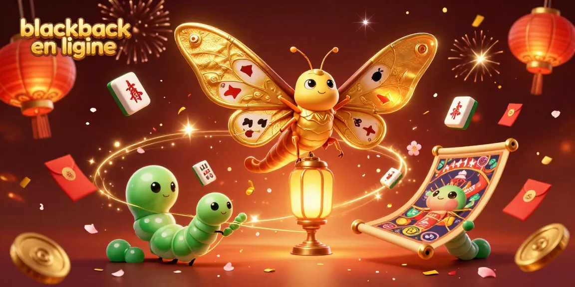 Jouez au blackjack en ligne avec cette illustration captivante mettant en vedette un papillon et des éléments de casino.