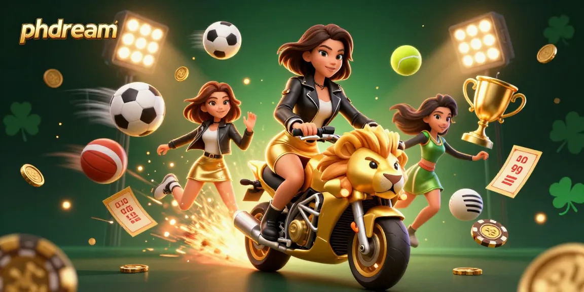 Experience thrilling gameplay with the glamorous phdream character riding a golden lion mascot.