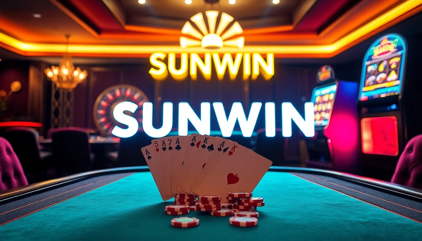 Experience winning strategies at SUNWIN's vibrant poker table bustling with excitement.