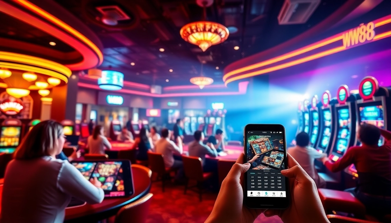 Exciting online gaming experience at https://ww888.io/ with players enjoying baccarat and slot machines.