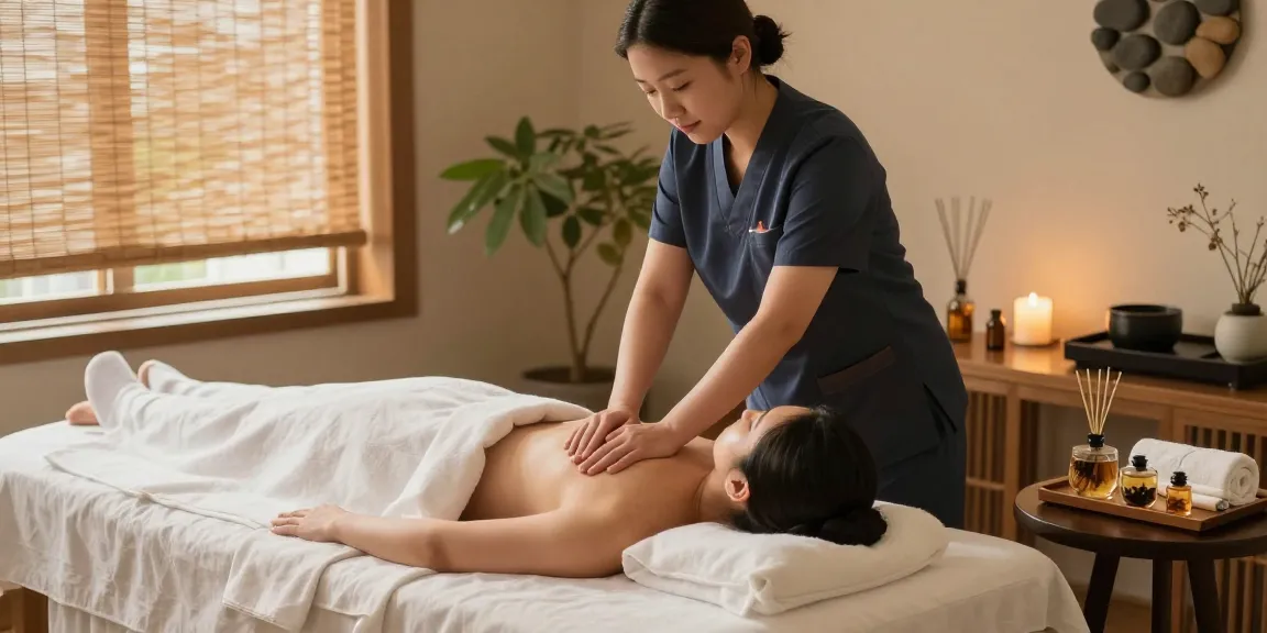 Relaxing 강남출장안마 experience in tranquil spa setting with therapist and client.