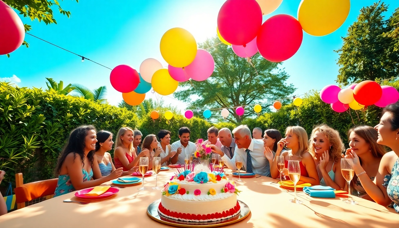 Celebrate with vibrant party rentals near me in a beautiful outdoor setting, filled with decorations.