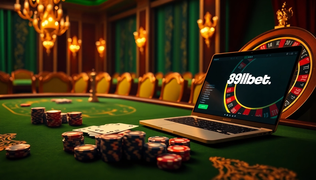 Engage with the vibrant online gambling world of https://89bet.green/ featuring poker chips and cards.