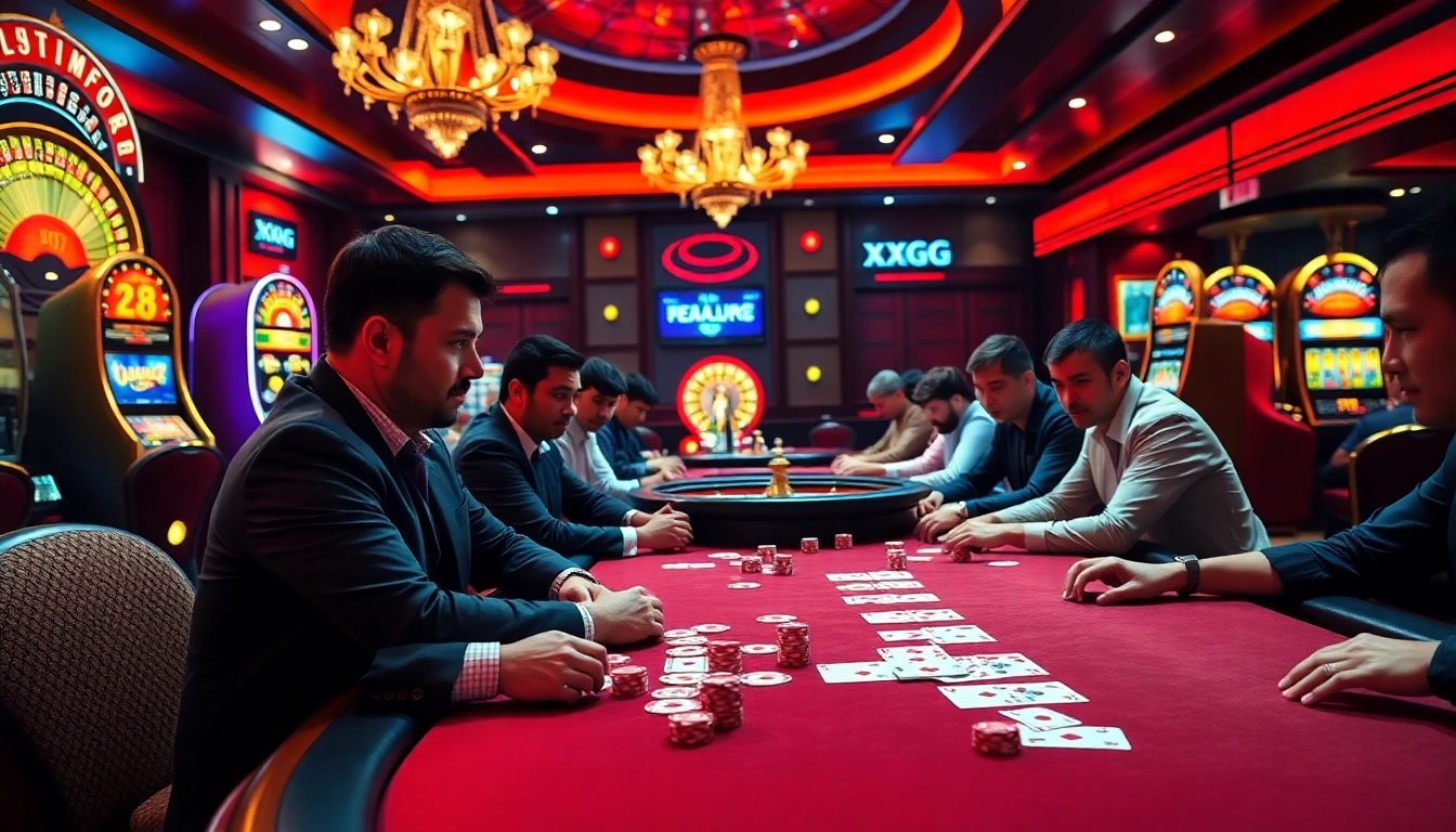 Experience the thrilling excitement of gambling at XXGG poker tables filled with action.