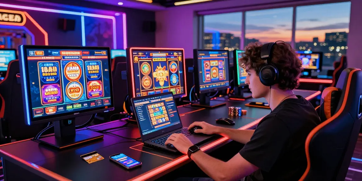 Playing at credit card casinos online with vibrant slot games and promotions.