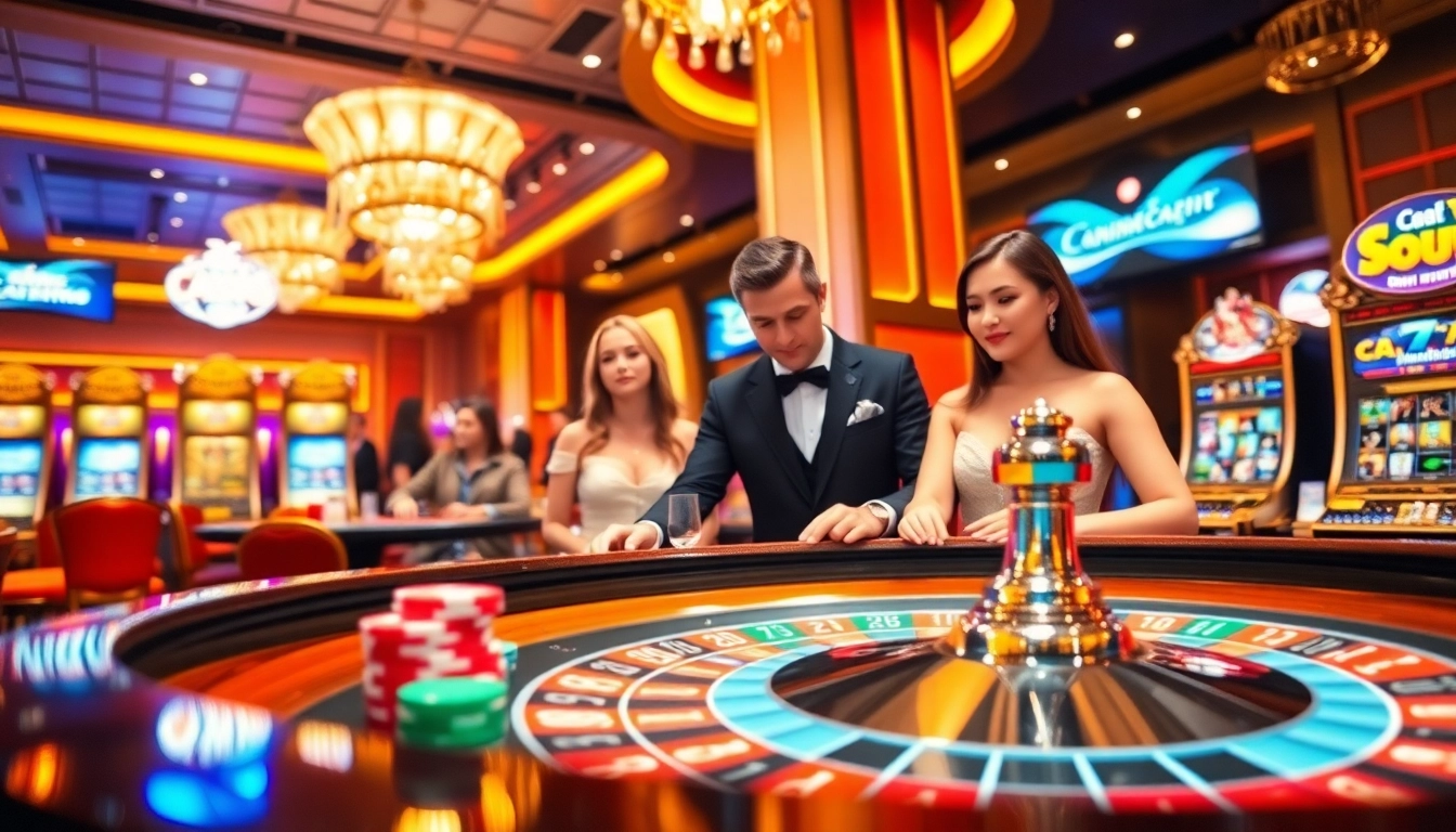 Experience the thrill of gambling at trang chủ C168 with vibrant casino tables and engaging players.