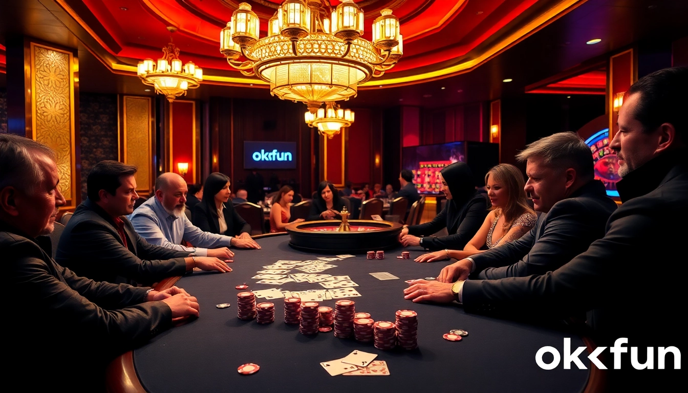Experience high-stakes poker action at okfun's luxurious casino venue.
