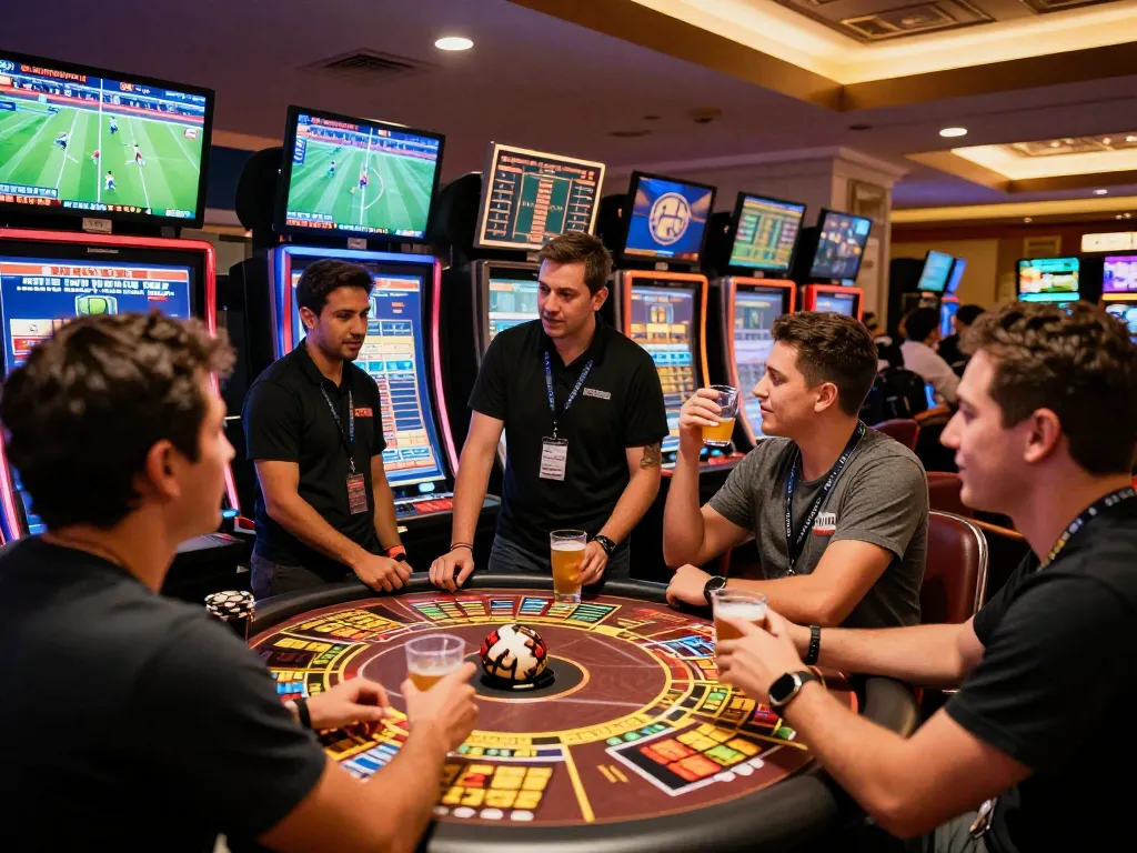 Engaging in live betting excitement at MB66's vibrant sports lounge.