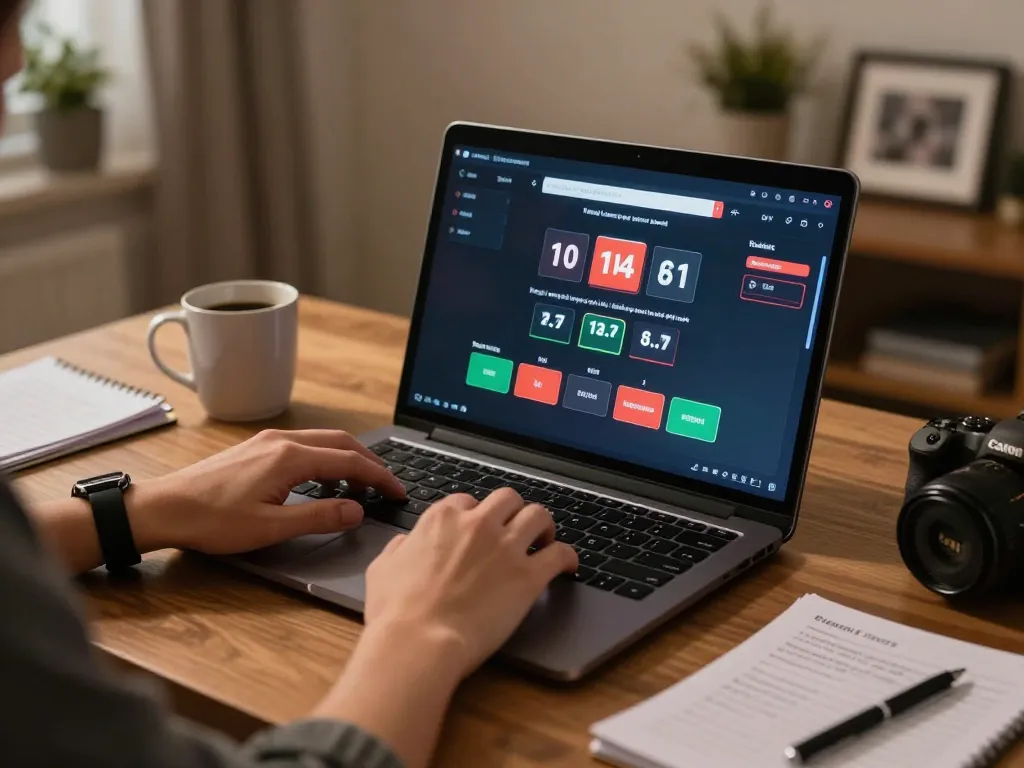 Engaging moment of online gambling with lucky88 blackjack on a laptop, emphasizing strategy and fun