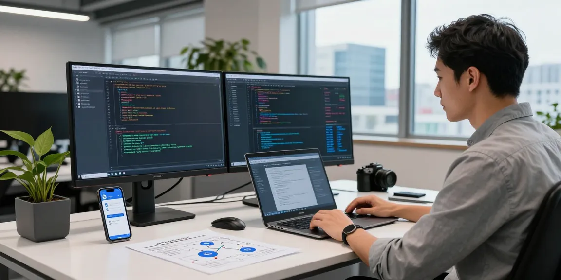 IT specialist examining security protocols on shs-dome5.com with dual monitors and tech setup