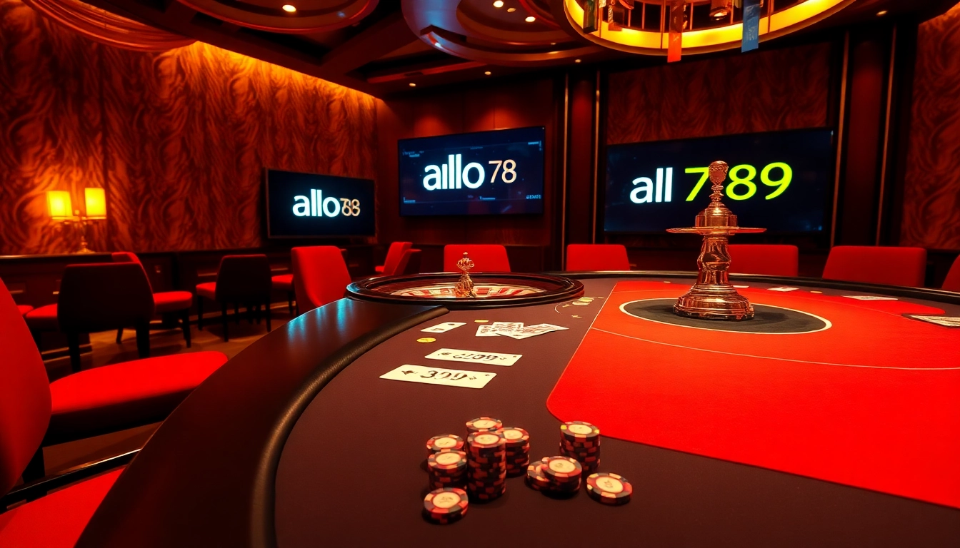 A gambler engaging with the table at alo 789 casino, surrounded by poker chips, cards, and an exciting roulette wheel.