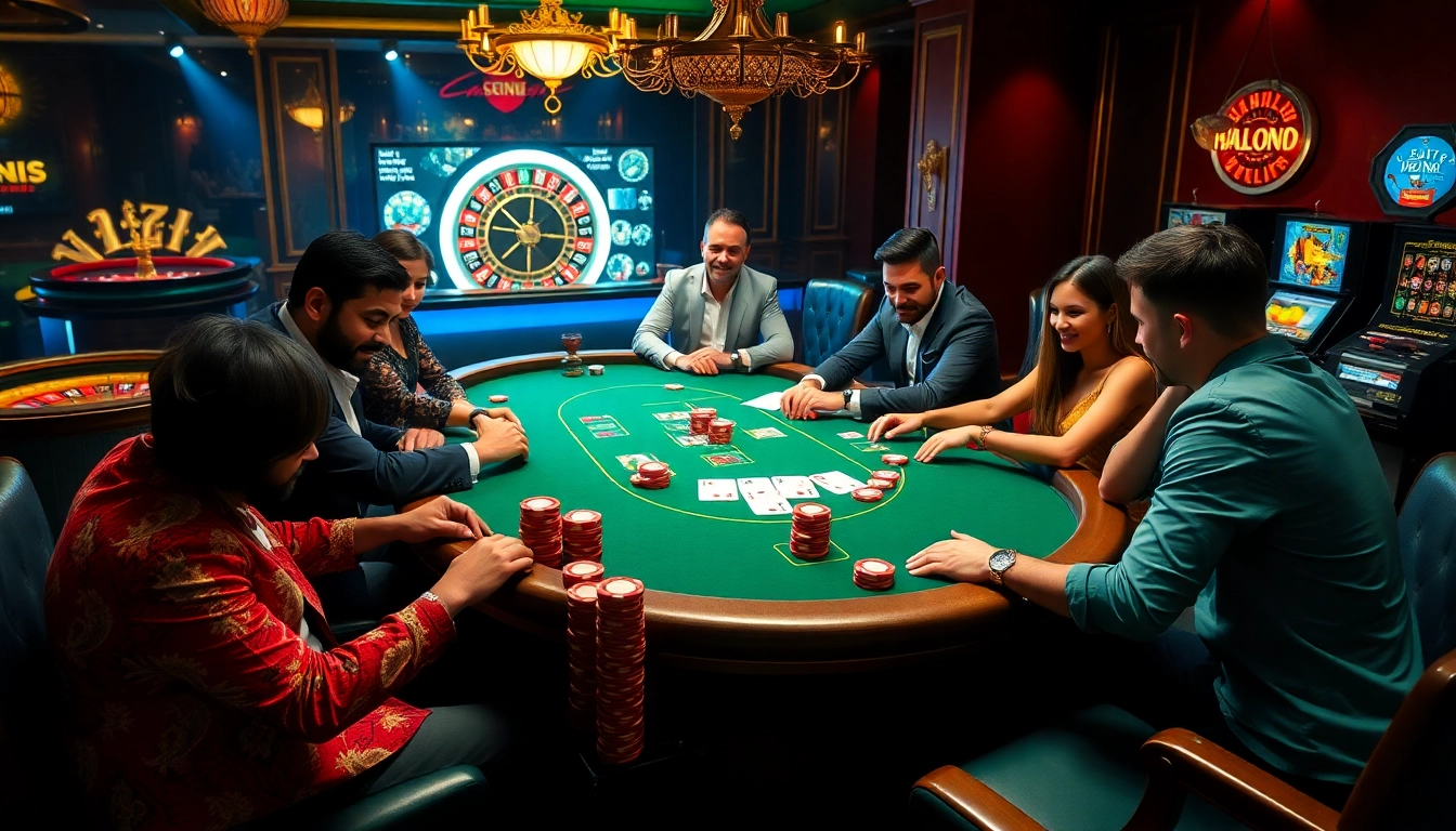 Players engaged in a thrilling poker game at PG66 CN COM, showcasing high-stakes action with chips and cards.