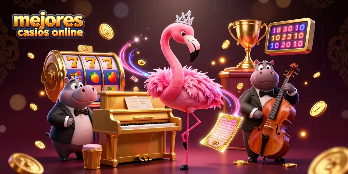 Jugando en los mejores casinos online, una escena vibrante con personajes carismáticos en un casino digital.