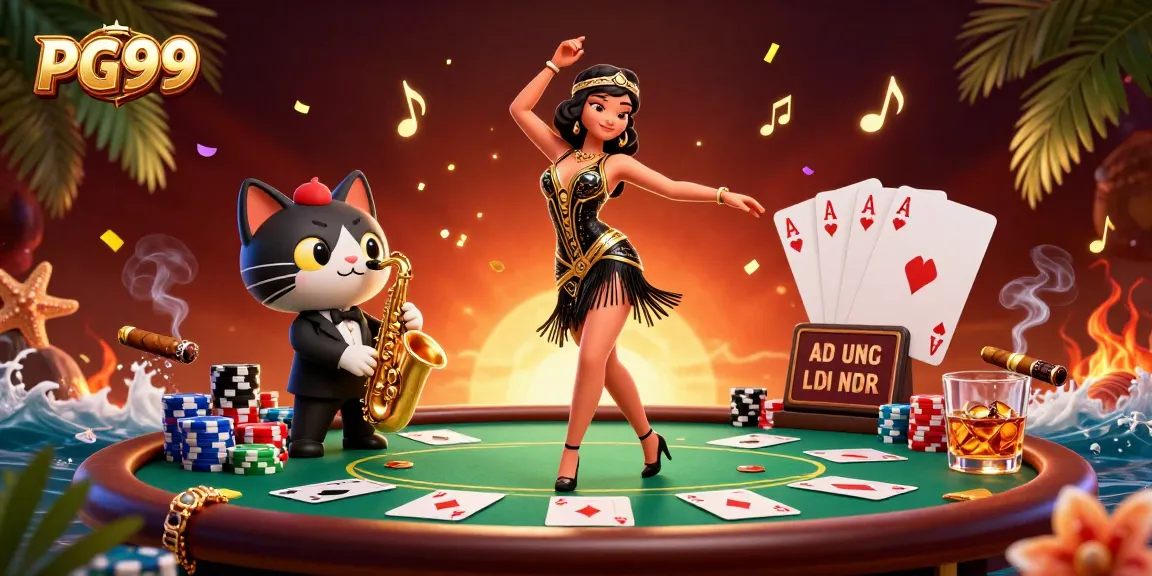 Experience thrilling gaming at PG99 with engaging visuals of a vibrant casino scene.