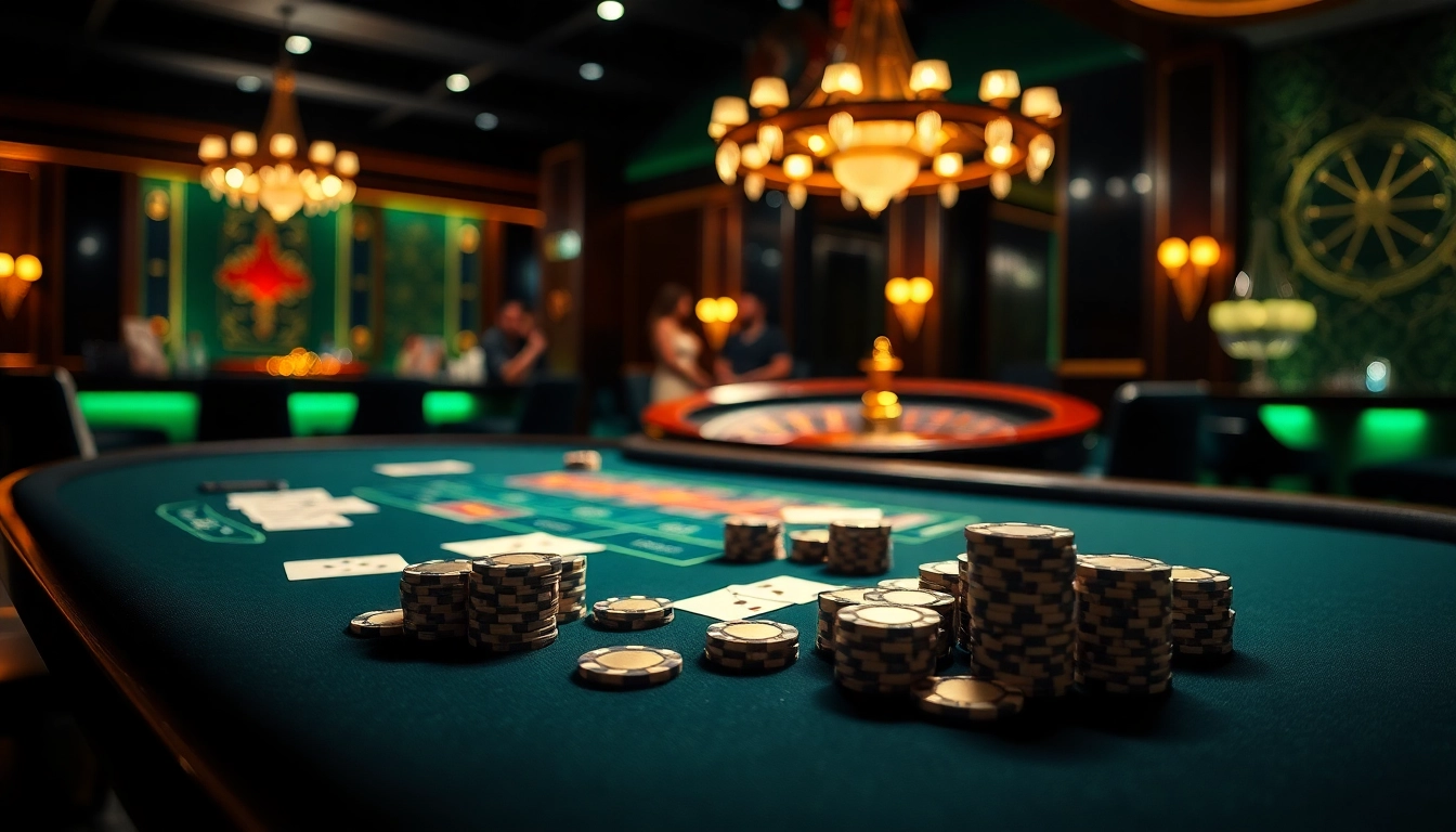Experience the thrill of CM88 at a luxurious casino card table filled with poker chips and cards.
