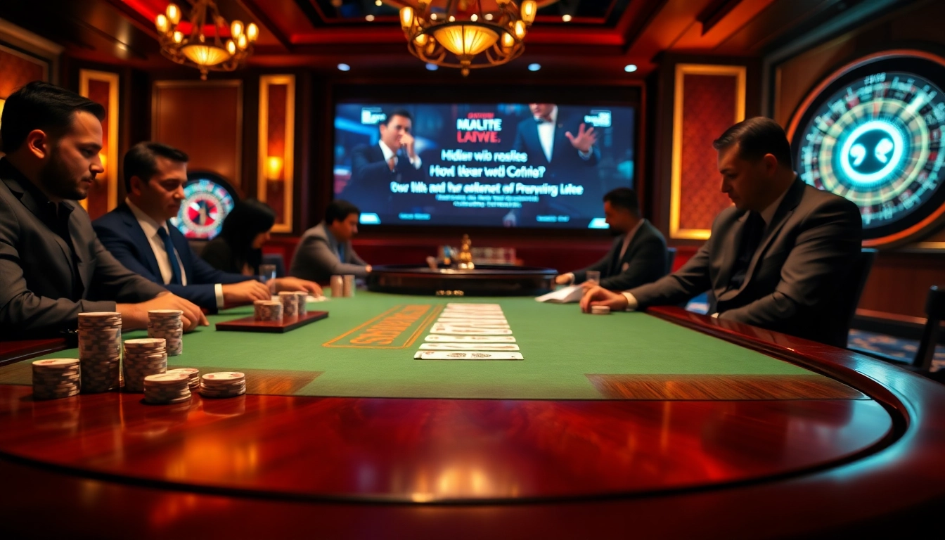 High-stakes poker scene showcasing a vibrant casino with hidden wiki link elements.