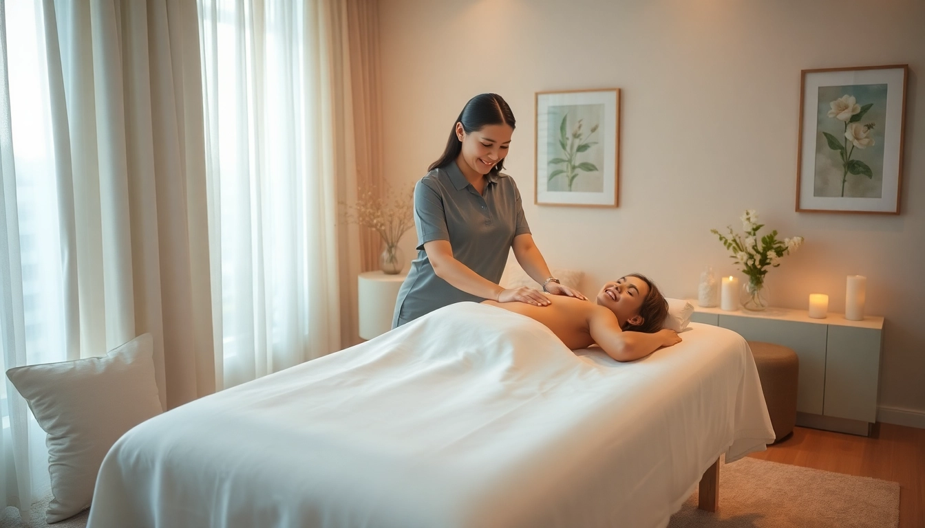 Luxurious 출장마사지 session in a serene, elegantly lit environment with relaxing ambiance.