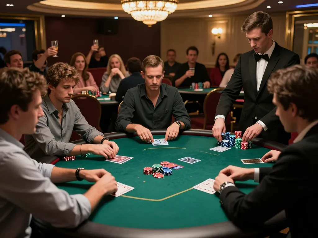 Rasakan kegembiraan permainan poker di kasino paris888, menampilkan pemain yang merancang strategi dan bertaruh.