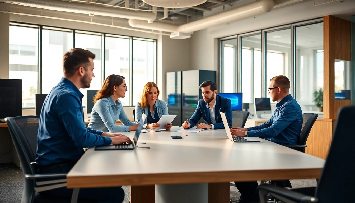 Providing managed IT services near me with a collaborative team in a modern office.