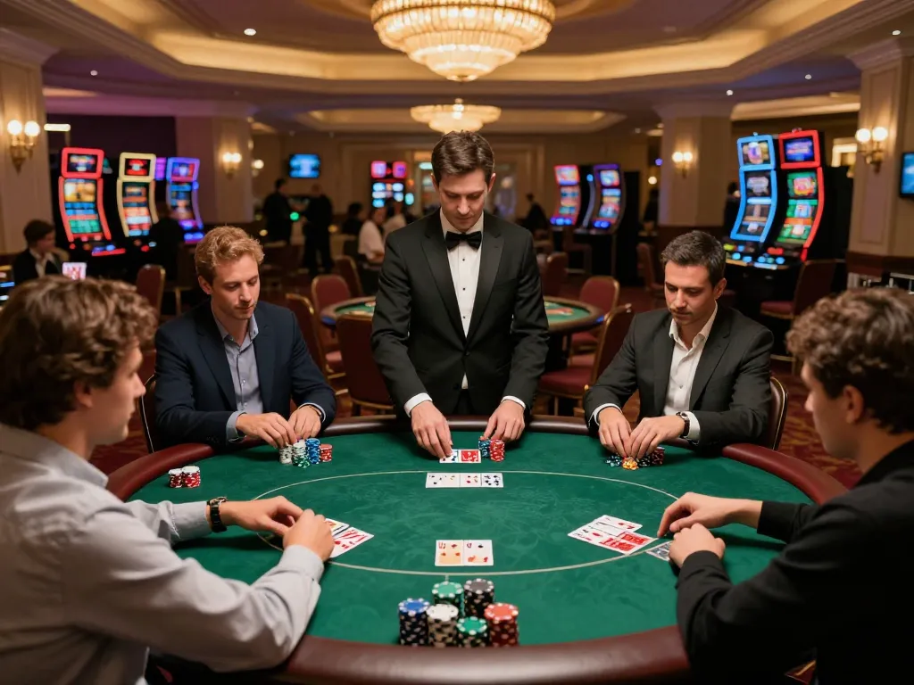 Join the winning players at SHBET, showcasing an intense poker game with vibrant chips and cards.