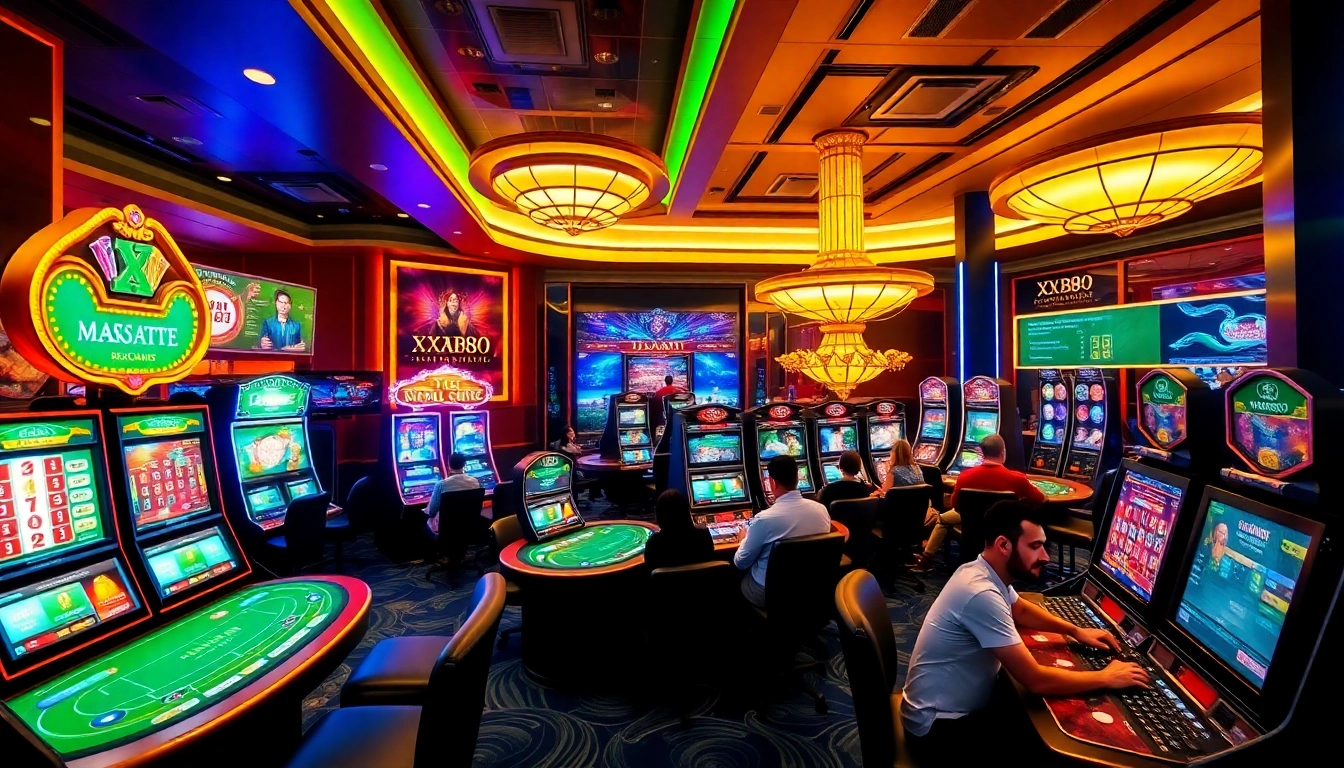Exciting online gambling scene at XX88 with casino games and vibrant atmosphere