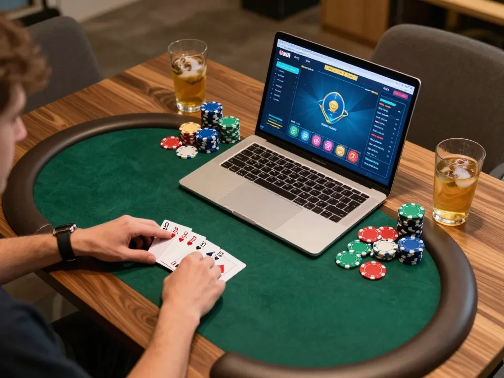 Experience thrilling online poker gameplay with UU88 at a cozy home setting.