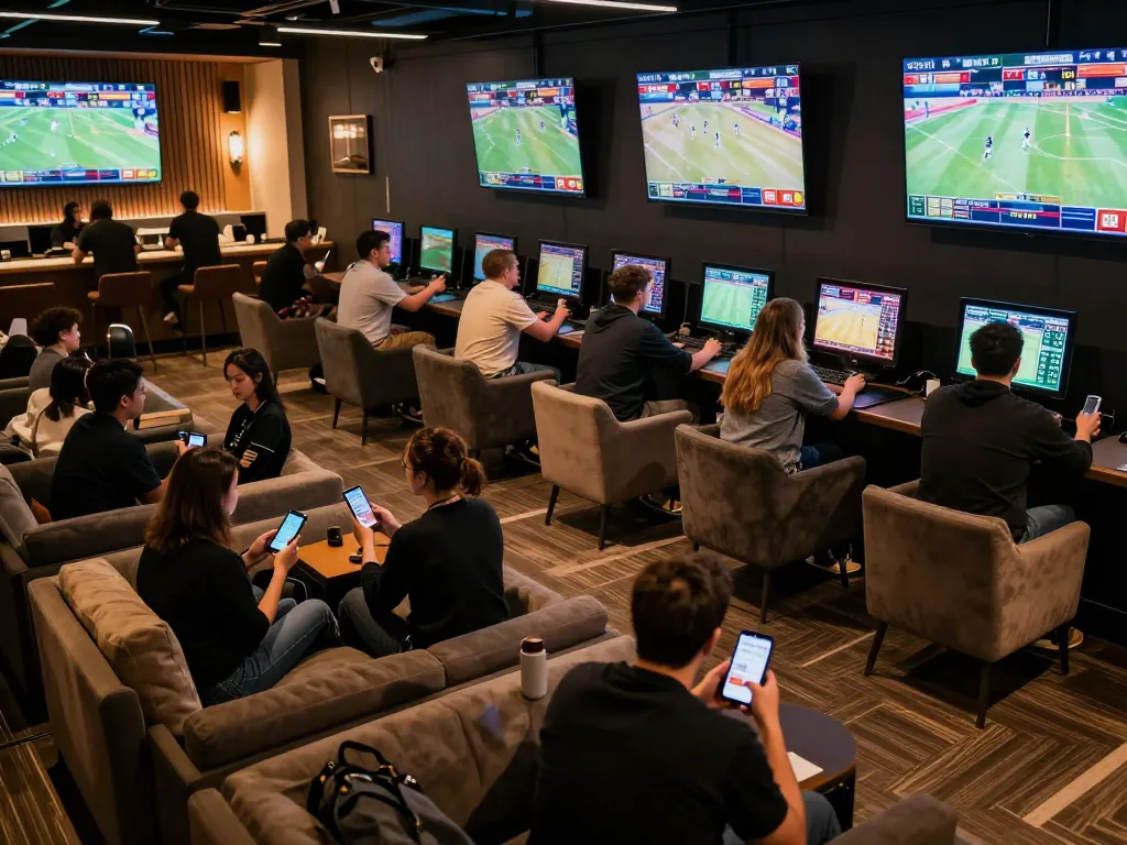 Experience the excitement at https://56win.bid/ with friends in a lively sports betting lounge showcasing live games