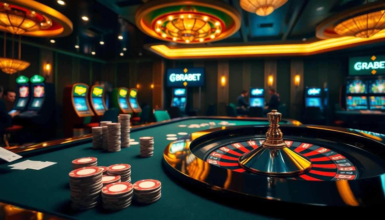 BRABET players engage in an exciting casino experience with poker chips and a roulette wheel.