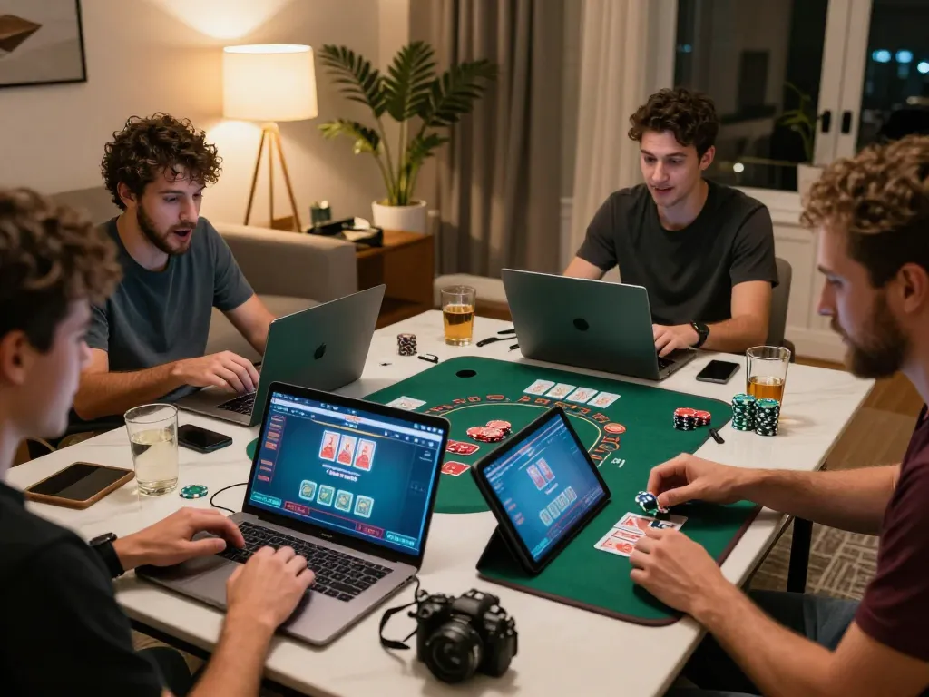 Players engaging in an online casinos Canada blackjack game, showcasing strategic card gameplay