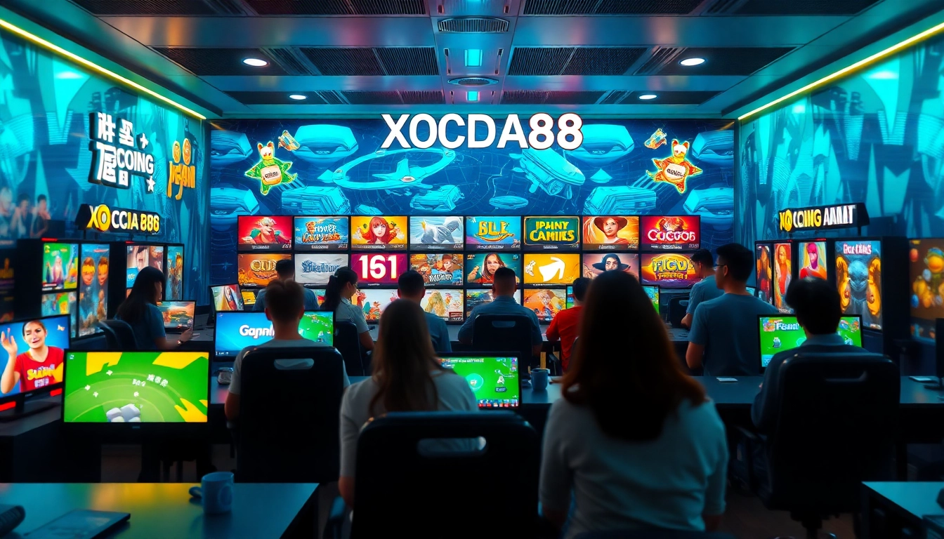 Engaging digital interface showcasing XOCDIA88 online gaming hub, vibrant and user-friendly.