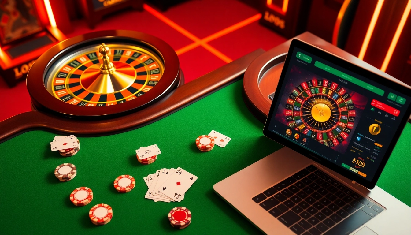 Découvrez un gameplay passionnant dans un casino en ligne avec des jetons de poker vibrants et des couleurs riches.