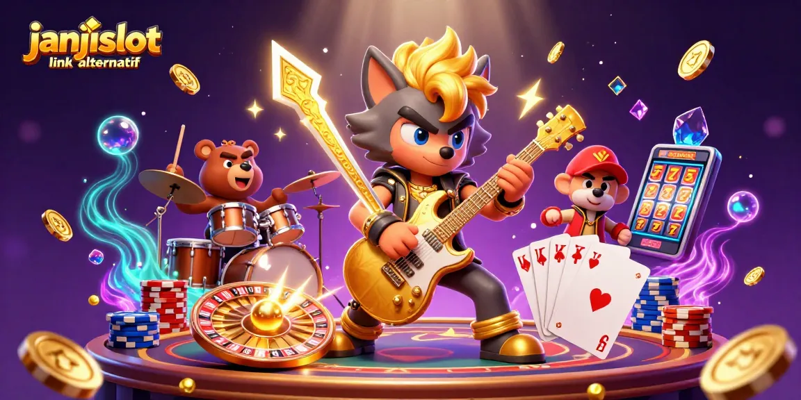 Experience excitement with janjislot link alternatif as golden coins cascade and slot reels spin.