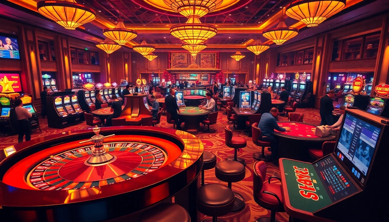 Players enjoying a thrilling game of Rikvip at a luxurious casino table filled with chips and excitement.