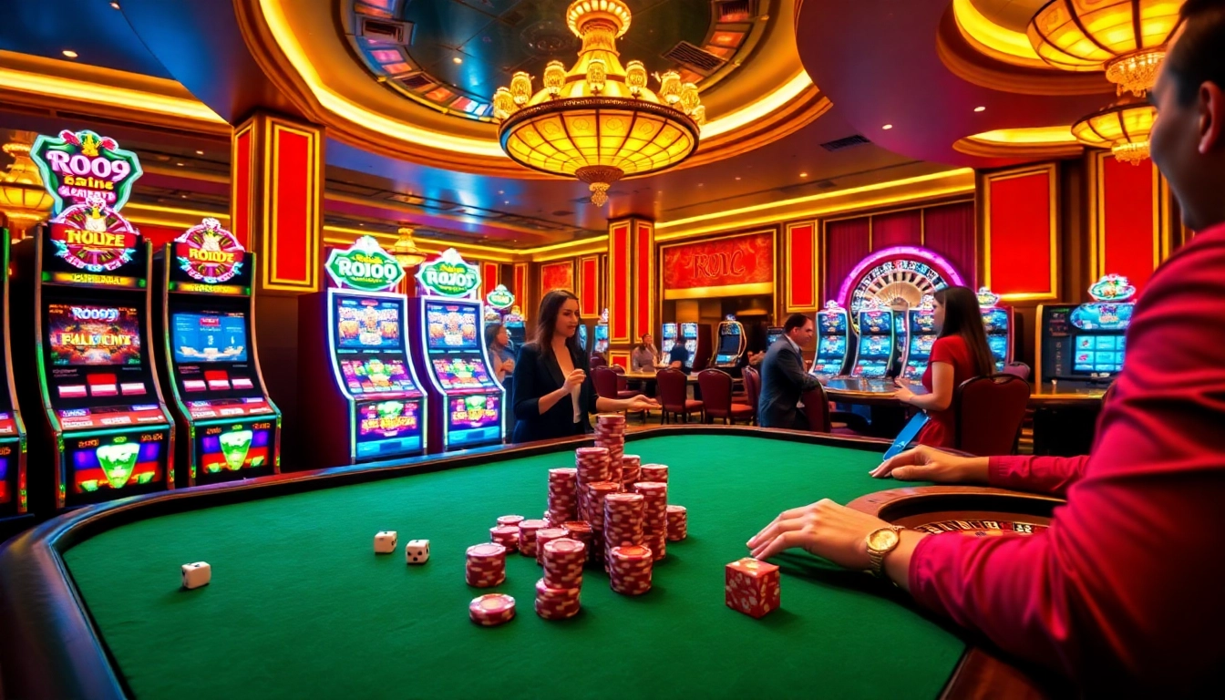 Excited players enjoying a thrilling game at Roo99 Casino's luxurious tables.