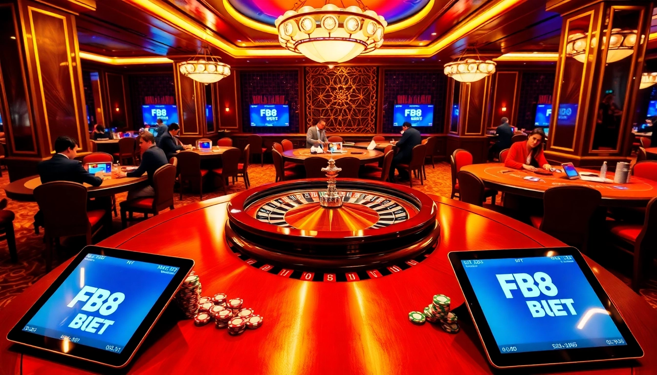 Engaging players at the F8 BET casino table, surrounded by vibrant betting elements.