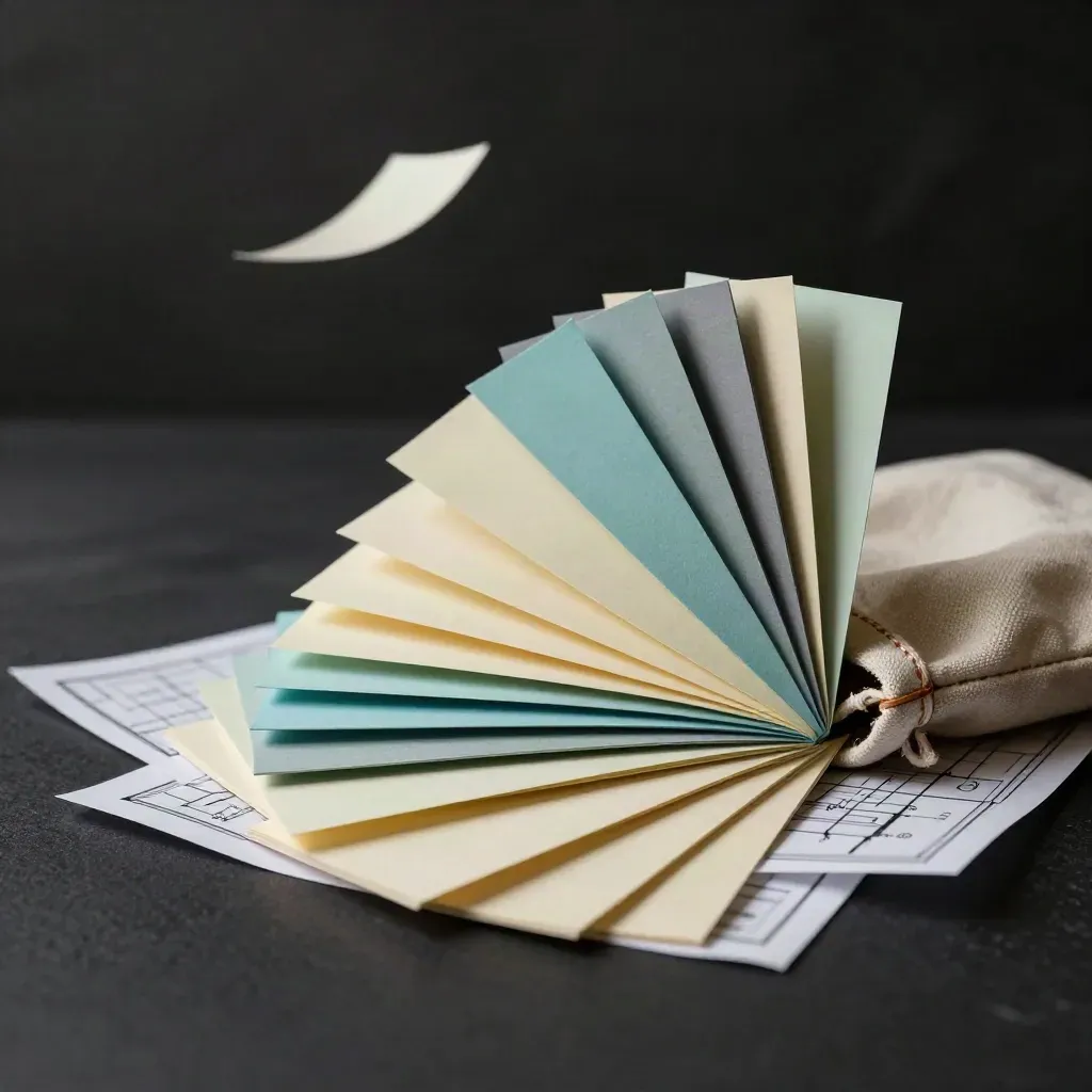Workshop kit with cards, dividers, map and linen pouch on a dark studio surface