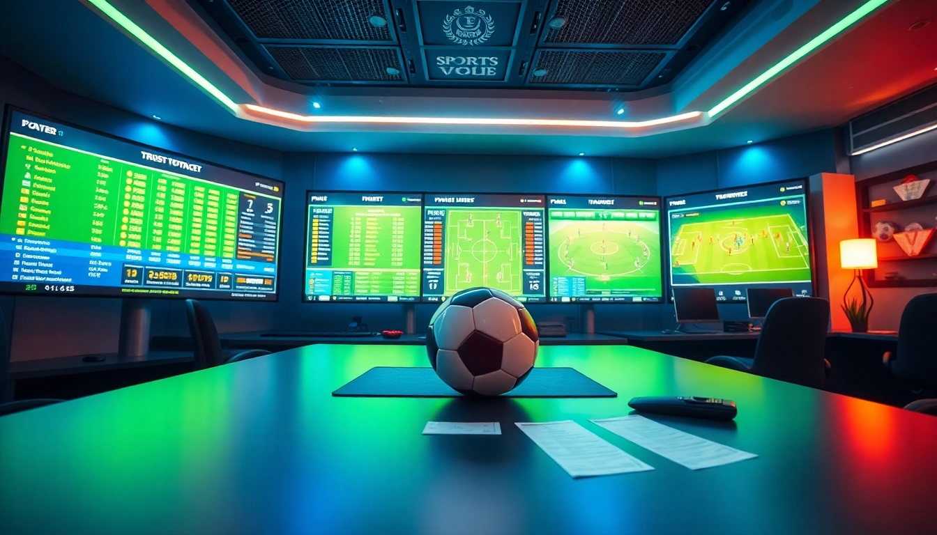 Kèo nhà cái environment showcasing live betting statistics and soccer elements in an engaging, professional setup.
