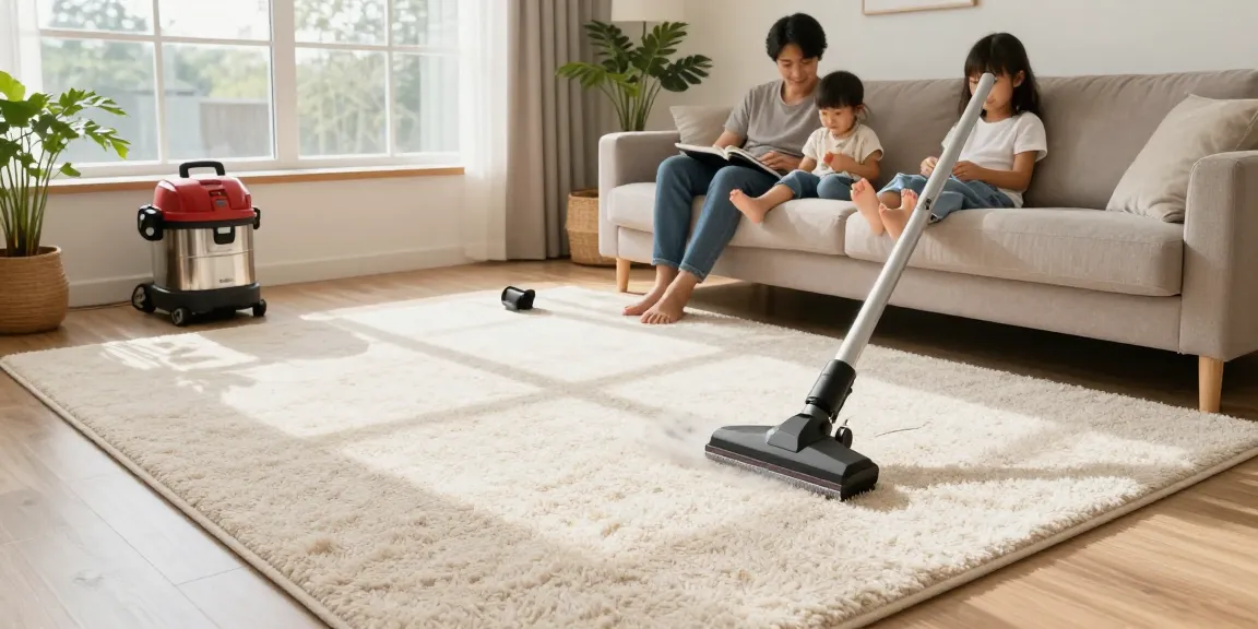 Carpet cleaning near me: Family enjoying freshly cleaned carpets in a bright living room.