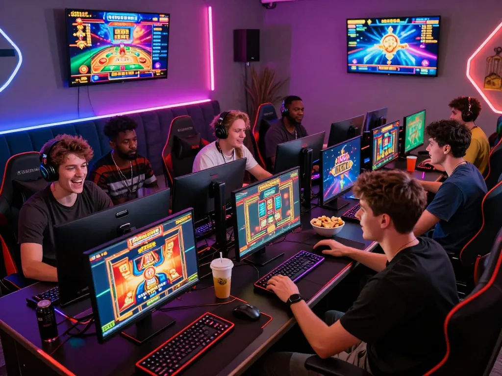 Exciting popotogel online gaming scene with engaged players enjoying Pragmatic Play slots.
