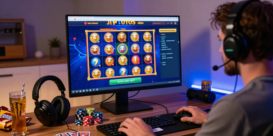 Engaging online gaming setup featuring JPTOTO slot games with vibrant graphics and a cozy atmosphere
