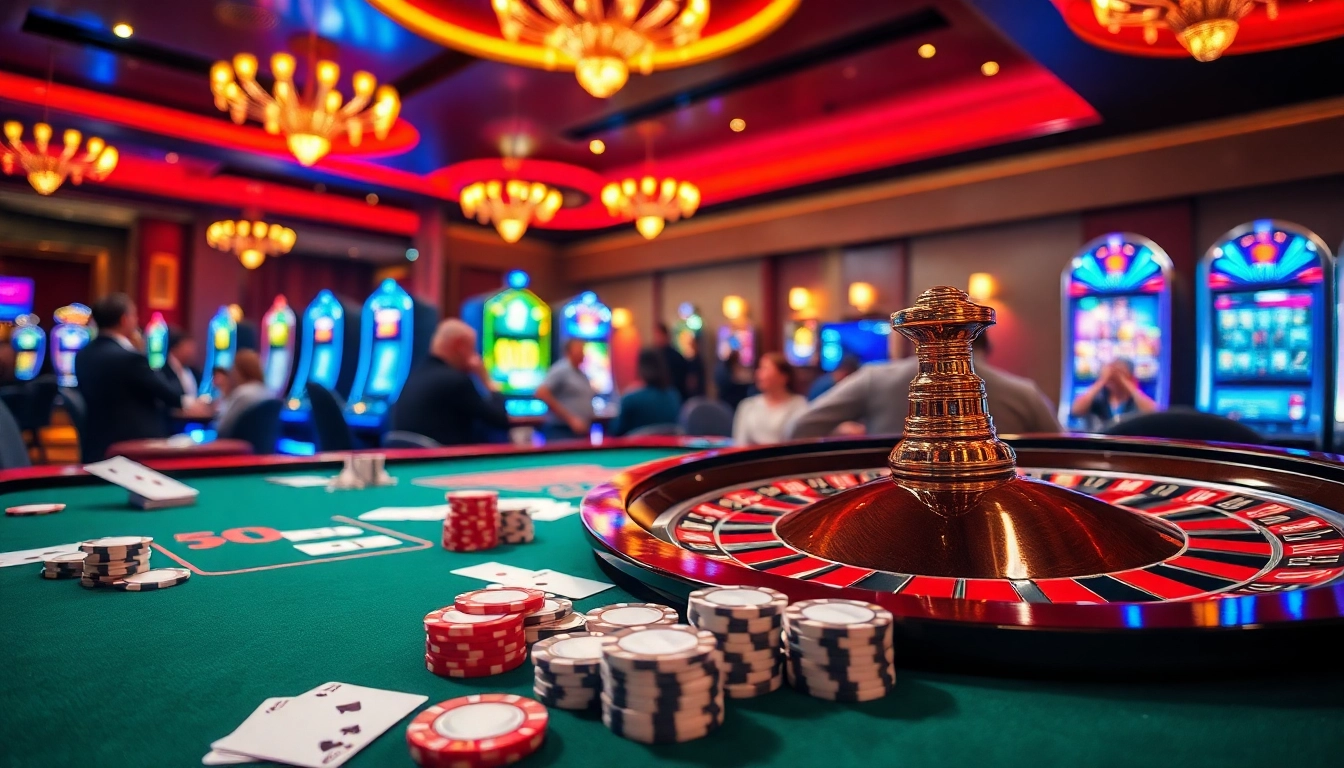 Players enjoying exciting games with tg88 at a vibrant casino table, featuring roulette and poker.