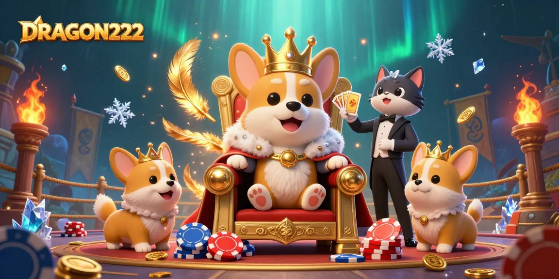 Engage with DRAGON222's thrilling slots as you spin the reels surrounded by royal elements and vibrant casino visuals.