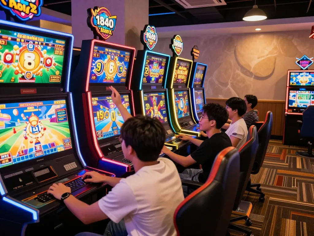 Vibrant gaming scene at vegasslot77 with players enjoying exciting slot games and dynamic atmosphere.
