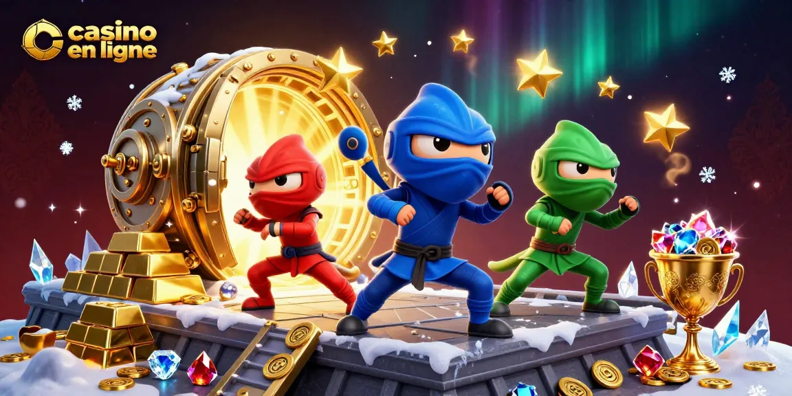 Jouez au casino en ligne avec des chameleons ninjas dans une scène dynamique et éblouissante.