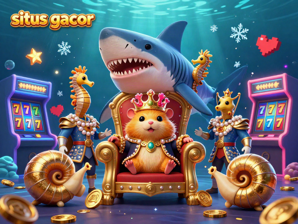 Engage with situs gacor depicted in a vibrant, dynamic casino scene featuring a hamster king and sparkling game elements.