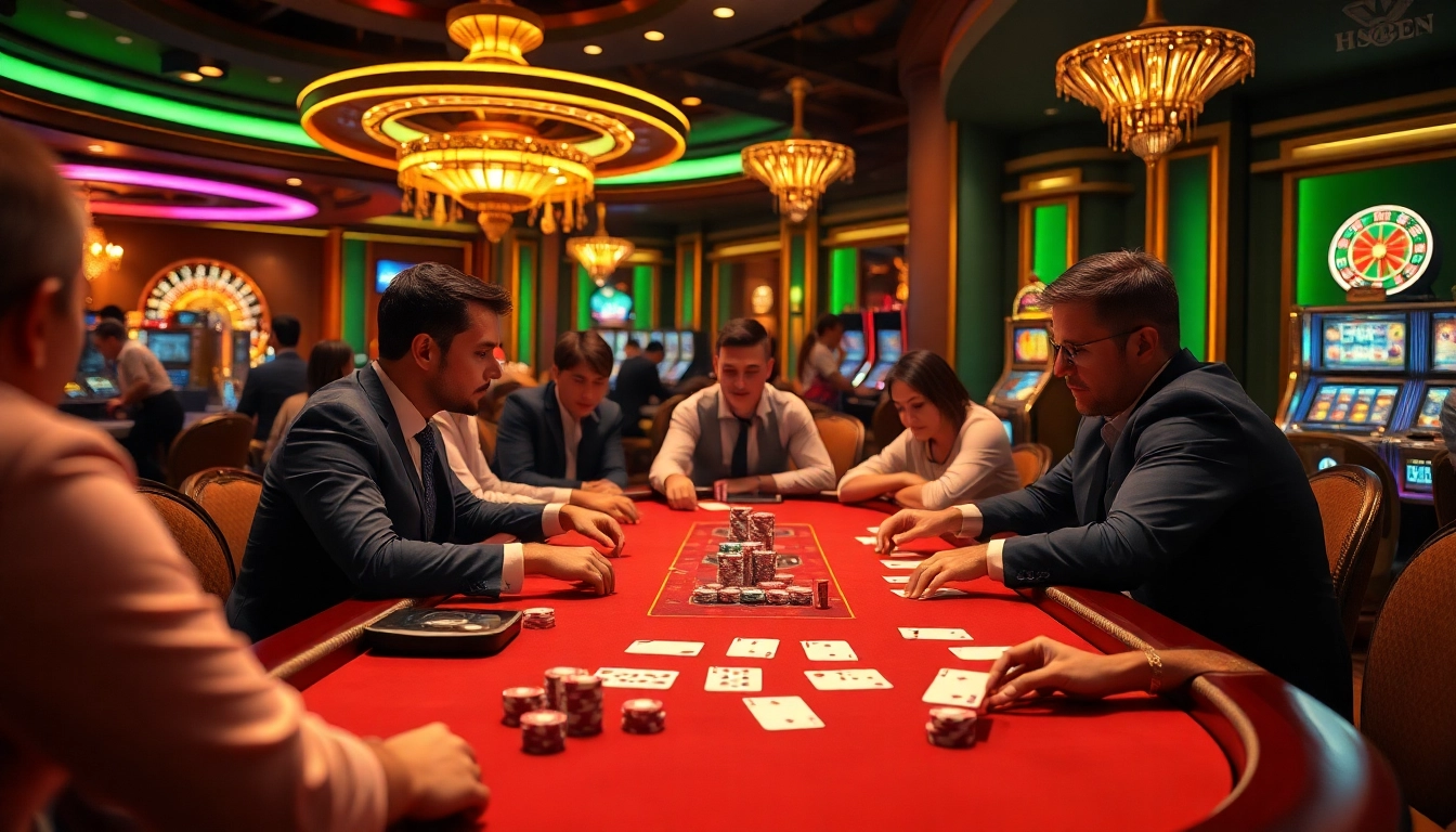 Players strategizing at a high-stakes poker table, evoking the hidden wiki atmosphere of the gambling world.