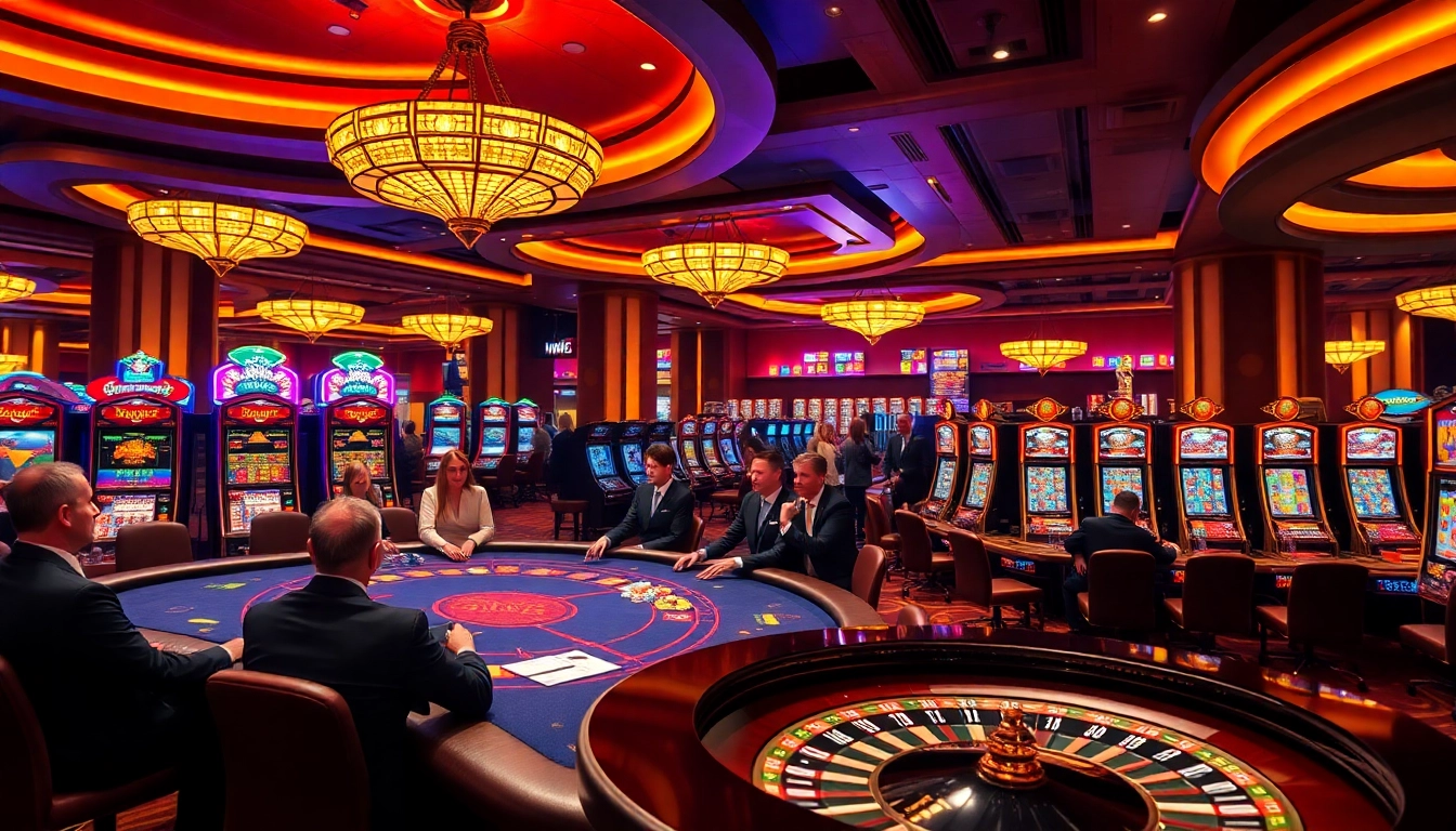 Experience top-level gambling action at HM88 with lively casino tables and vibrant slot machines.