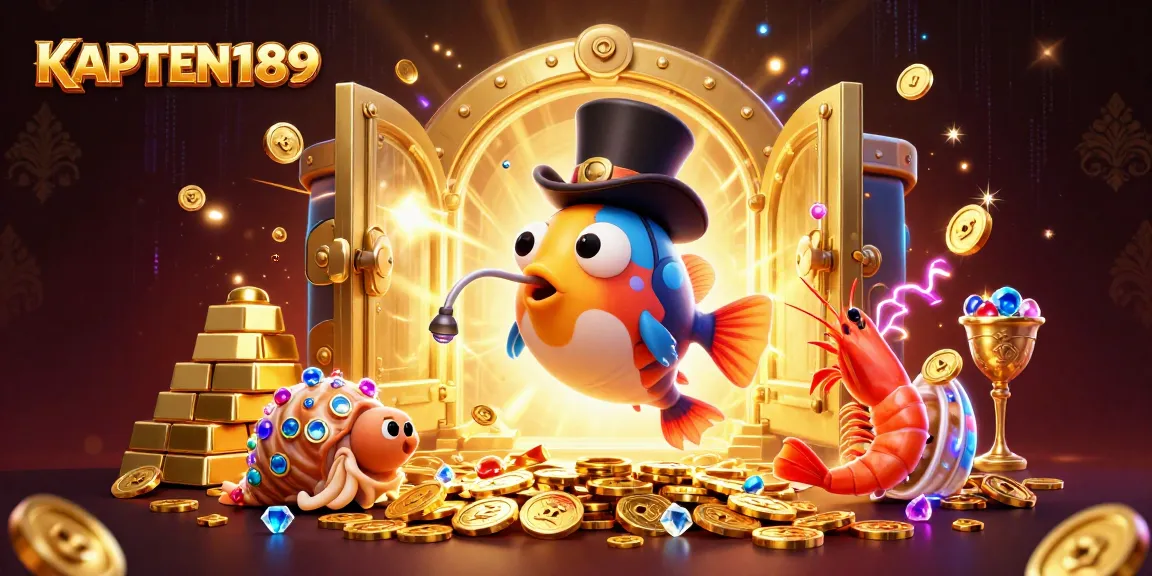 KAPTEN189 menarik jackpot dengan banyak koin emas, menampilkan suasana warna-warni yang menarik dalam ilustrasi kasino yang futuristik.